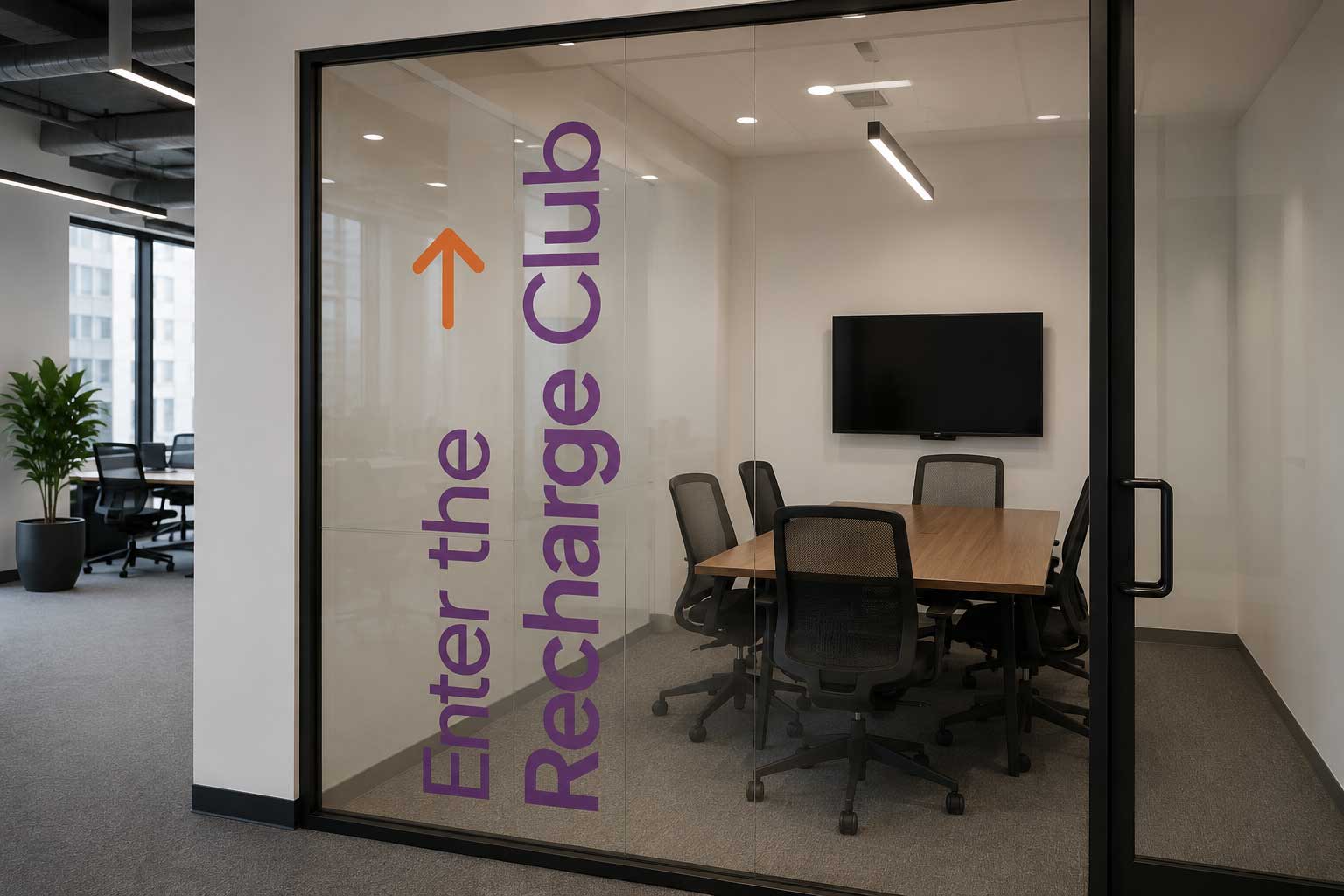 Enter the Recharge Club window cling